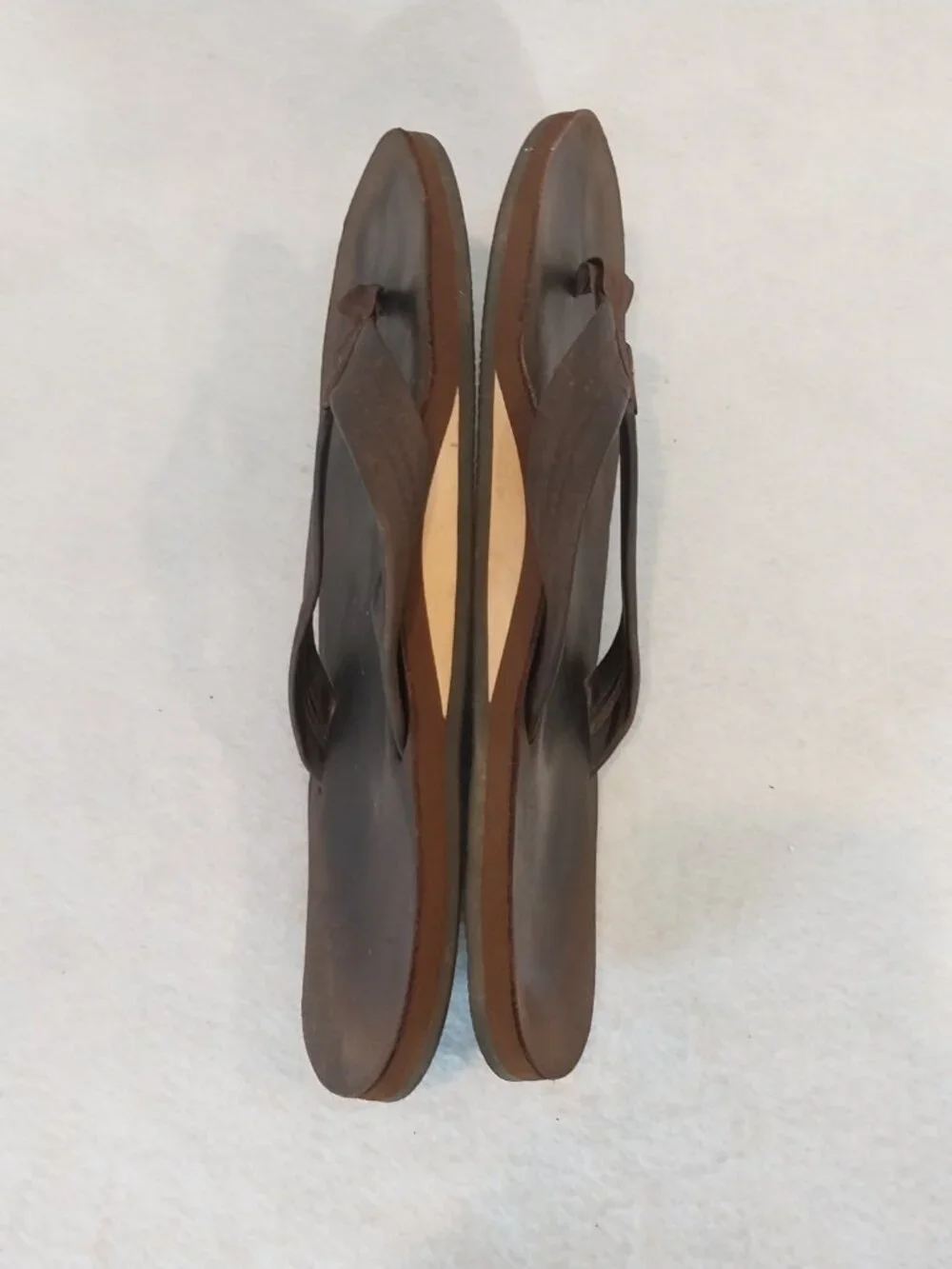 Rainbow Brown Leather Flip Flops Mens 13 Sandals Casual Comfort Slip On Shoes